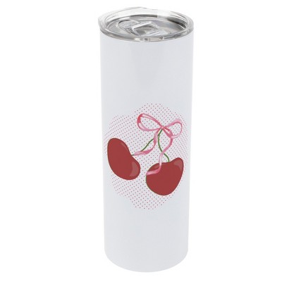 Elanze Designs 20 Ounce Stainless Steel On the Go Travel Tumbler With Push Top Lid, Cherry Bow
