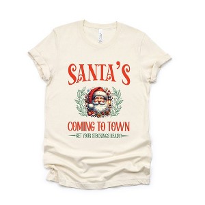 Simply Sage Market Women's Santa's Comin To Town Vintage Short Sleeve Graphic Tee - 1 of 3