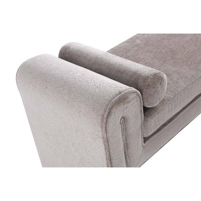 Concord 59" Dove Gray Chenille Upholstered Bench with Accent Pillows