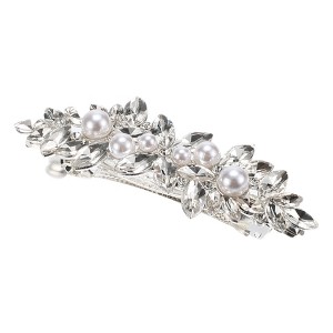 Unique Bargains Women's Rhinestone Faux Pearl Hair Barrettes 1 Pc - 1 of 4