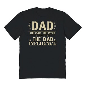 Rerun Island Men's Dad The Man The Myth Short Sleeve Graphic Cotton T-Shirt - Black XL - 1 of 3