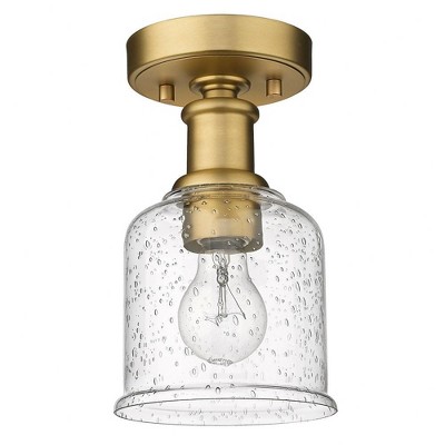Heritage Brass and Clear Glass Globe Flush Mount Light