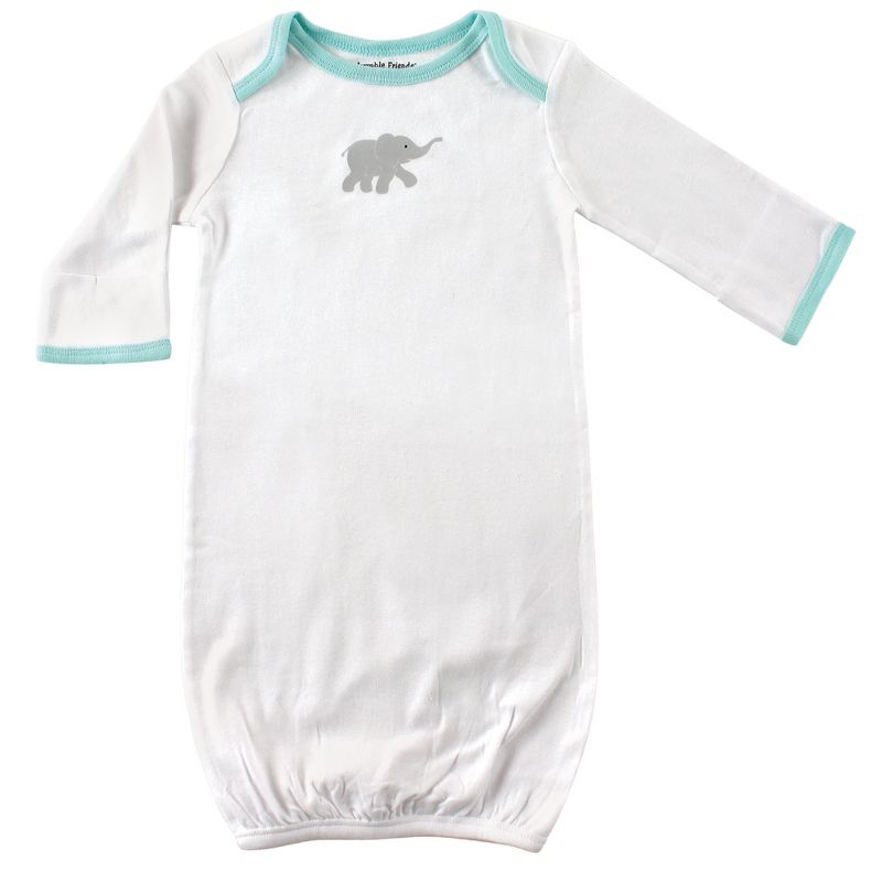 Luvable Friends Baby Unisex Cotton Gowns, Elephant, 0-6 Months, 4 of 6