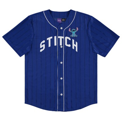 Mens Lilo and Stitch Baseball Jersey - Mens Classic Lilo and Stitch Mesh Button Down Baseball Jersey - Disney Lilo and Stitch Fashion Shirt