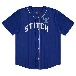 Mens Lilo and Stitch Baseball Jersey - Mens Classic Lilo and Stitch Mesh Button Down Baseball Jersey - Disney Lilo and Stitch Fashion Shirt - 1 of 4