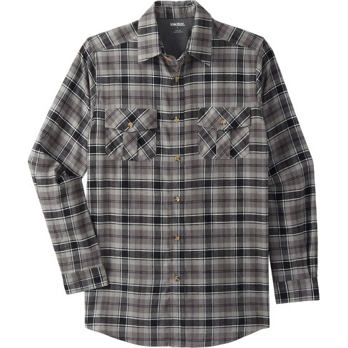 Kingsize Men's Big & Tall Plaid Flannel Shirt - 6xl, Black Plaid : Target