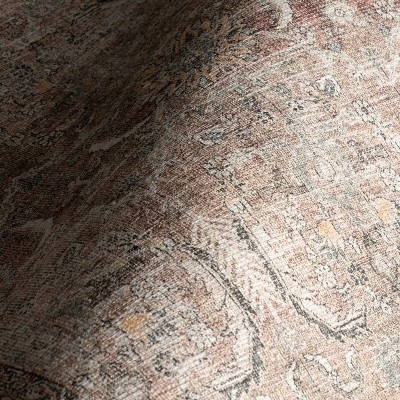 Light Brown Rectangular Synthetic 4' x 6' Vintage Medallion Rug