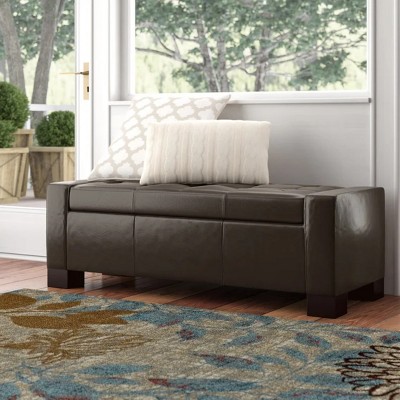 FURNIinspire Ottomans And Benches 51" Storage Ottoman Storage Bench, End of Bed Bench Multifunctional Stool for Entryway, Brown, 50.85"*19.5"*17"