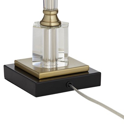 Elegant Hexagonal Crystal Glass Table Lamp with White Drum Shade