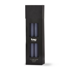 TAG Color Studio 12" Straight Taper Unscented Smokeless Paraffin Wax Candle Slate Blue Burn Time 12 hrs. Set 12 - 1 of 2