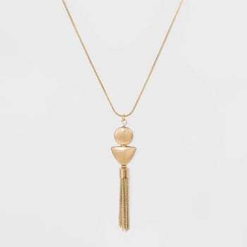Worn Gold Pendant Necklace with Tassel - Universal Thread™ Gold
