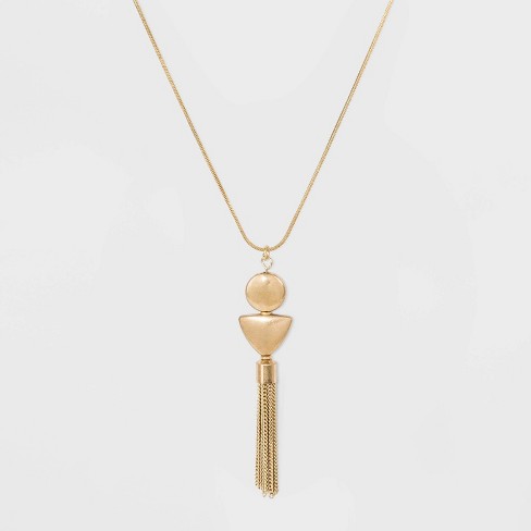 Worn Gold Pendant Necklace with Tassel - Universal Thread™ Gold - image 1 of 3