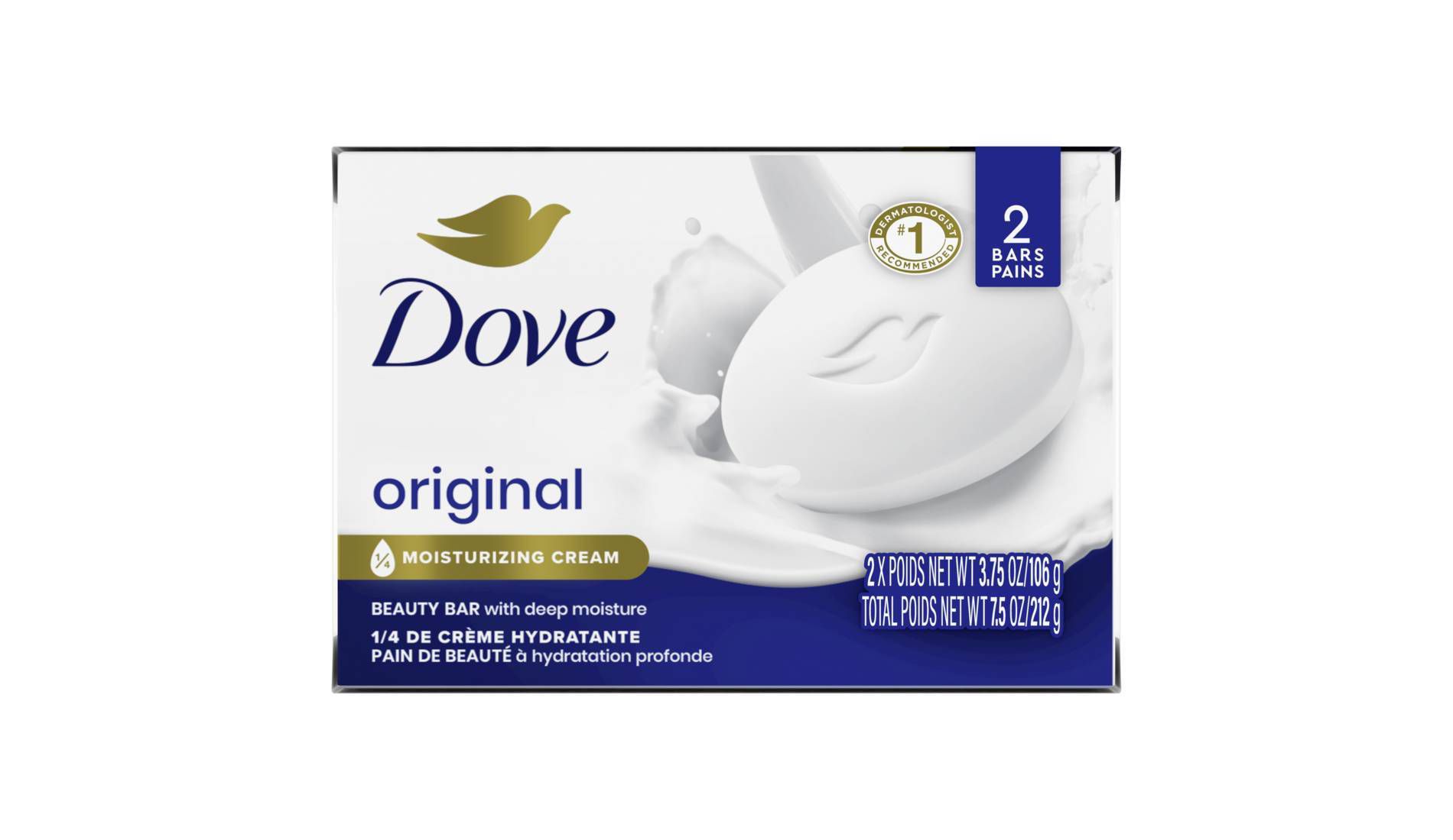 Dove Beauty White Moisturizing Beauty Bar Soap - 2pk - 3.75oz each
