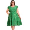 Women's Plus Size Floral V-Neck Ruffle Sleeve Elastic Waist A-Line Dress with Pockets - GRACE & GRANDEUR - 4 of 4
