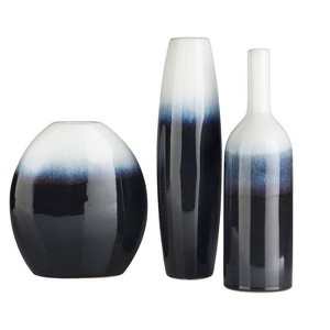 Mark & Day Gramada 15"H x 4"W x 4"D, 14"H x 4"W x 4"D, 10"H x 4"W x 9"D Modern Navy Decorative Vase Set - 1 of 4