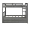 PAGED Modern Wooden Bunk Bed Loft Bed, Twin over Full Bed Frame with Storage Stairs and Guardrail for Kids, Teens, Adults - 4 of 4