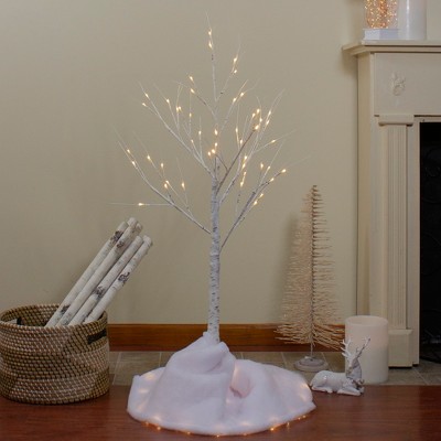 4' White LED Lighted Birch Tree Outdoor Decoration