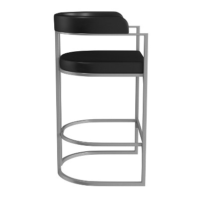 Cannonwood Black Faux Leather and Silver Metal Counter Height Stool