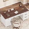 60" Farmhouse Executive Desk with File Drawers, Charging Station, Cabinet Storage, Home Office Computer Writing Desk - 3 of 4