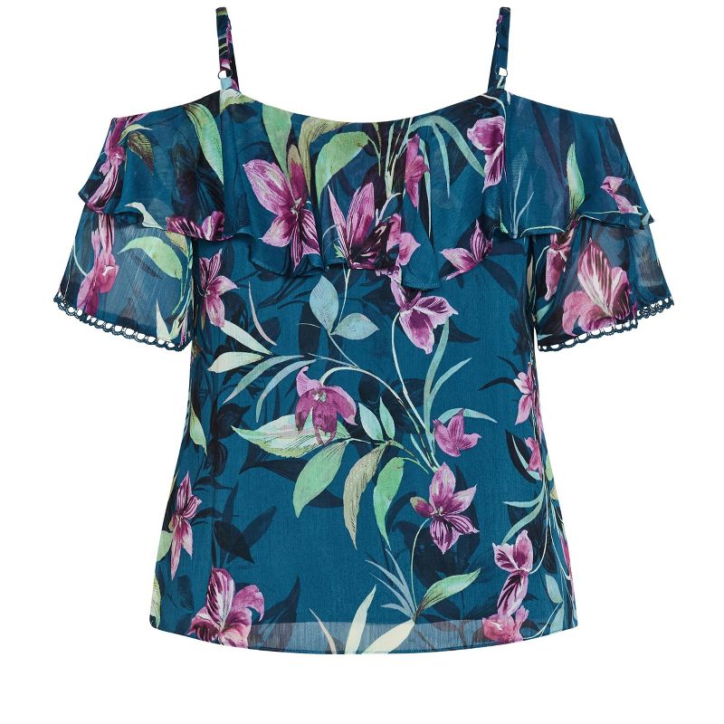 Women's Plus Size Patricia Print Top - teal | CITY CHIC, 4 of 5