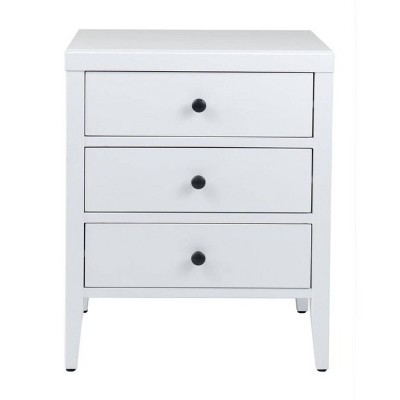 Webb White Acacia Wood 3-Drawer Nightstand