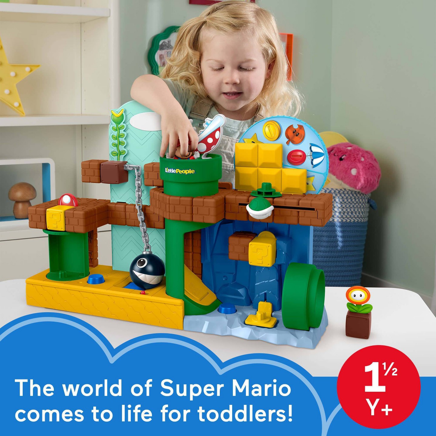 Детские фигурки Fisher-Price Little People My Mario Adventure Playset, Musical Toddler Toy with 2 Figures — фото 2