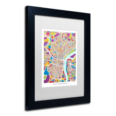 Trademark Fine Art -Michael Tompsett 'Philadelphia Street Map III' Matted Framed Art
