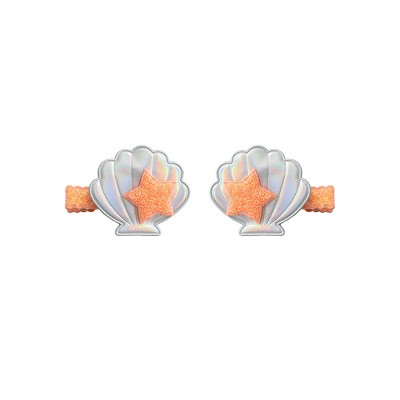 Summer Crystal - Sea Shell Alligator Clips with Embedded Pearl - 1 Pair