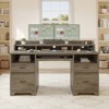 Bestier 59"Wood Executive Desk with Drawers, Computer Desk with Keyboard Tray,Home Office Desk with Charging Station&Monitor Stand&File Cabinet - 2 of 4