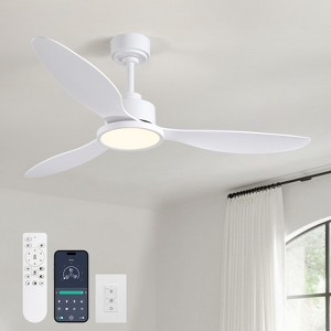 52" White Ceiling Fan with Light and Remote, Dimmable Fandelier Ceiling Fans, 6-Speed Wind Modern Fan Light with 3 Blades - 1 of 4