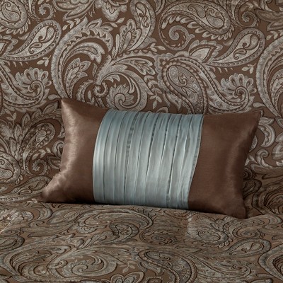Aubrey Paisley Jacquard Full/Queen Duvet Cover Set in Blue and Brown