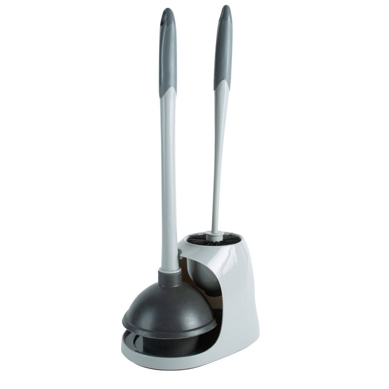 2 in 1 Plunger and Bowl Brush Caddy Set Gray - Bath Bliss, 1 of 9