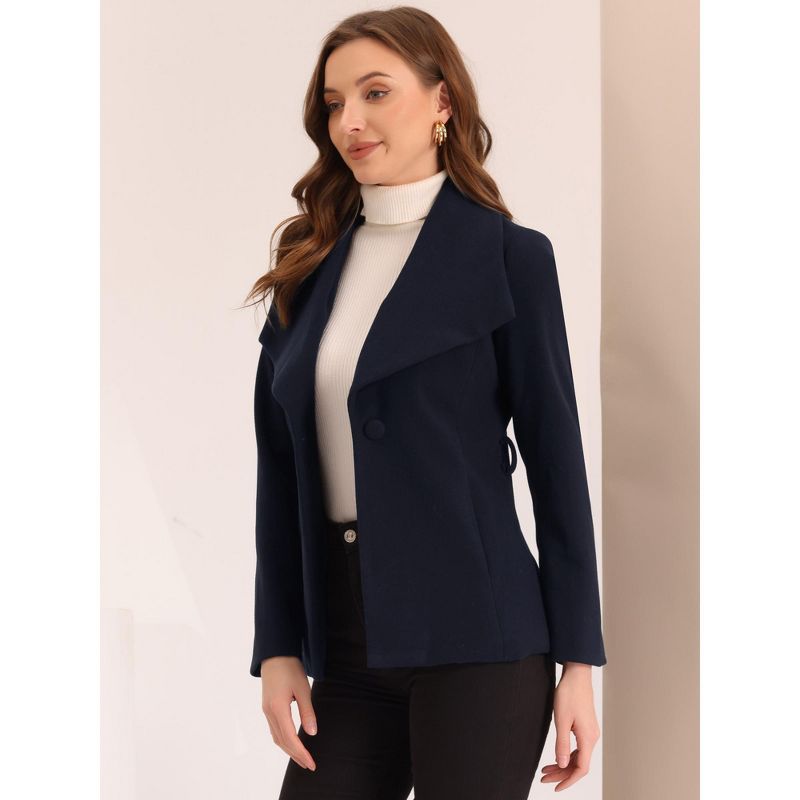 Allegra K Women's Shawl Lapel Collar Buttoned Winter Belted Slant Pockets Pea Coat, 4 of 7