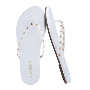 CUSHIONAIRE Confetti Women’s Studded Flip Flop Sandal – Slip-On Thong with Memory Foam & Stylish Rivet Strap - 1 of 4