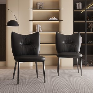 Luck Live Dining Chairs Set of 2 Leather Upholstery Metal Frame - 1 of 4