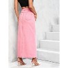 Women's High Waist Maxi Denim Skirt - A-Line Stretch Long Skirt with Front Split & Raw Hem 9010pink - 2 of 4