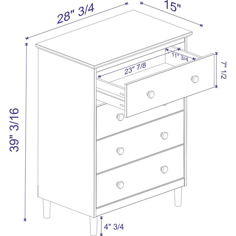 Stiva Classic Mid-Century Modern Vertical 4 Drawer Dresser - Saracina Home, 6 of 12