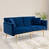 NicBex Loveseat Sofa Modern Tufted Buttons Loveseat Couch Upholstered Leisure Sofa Couch with Metal Legs for Bedroom,Living Room,Navy - 2 of 4