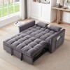 MAYEERTY 55.1 inch 3 in 1 Convertible Sofa Bed, Modern Velvet Double Sofa Futon Sofa Bed with Adjustable Back Gray for Bedroom - 3 of 4