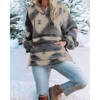 Imily Bela Womens Casual Aztec  Half Zip Up Hoodie Oversized Long Sleeve Ethnic Hooded Pullover - 2 of 3