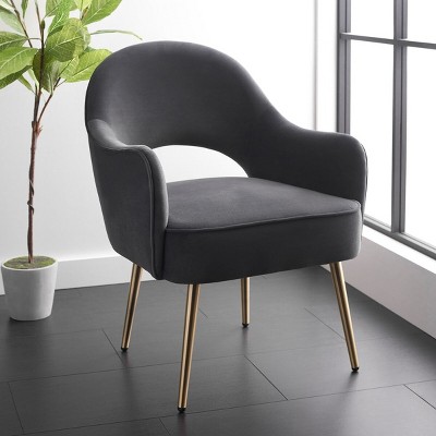 Dublyn Black Velvet Accent Chair with Gold Legs