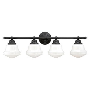 VAXCEL Huntley LED Compatible Farmhouse Bathroom Vanity Wall Fixture White Schoolhouse Glass - 1 of 4