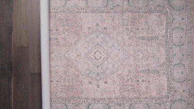 Serene Blue Medallion 9' x 12' Easy-Care Synthetic Area Rug