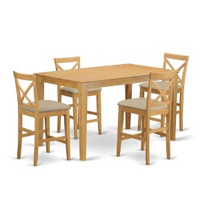 East West Furniture, 5 Pc counter height Dining room set-pub Table and 4 bar stools with backs - 1 of 1