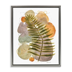 Stupell Industries Abstract Fern & Pebbles Floating Frame Canvas Art, Gray, 17" x 21" - 1 of 4