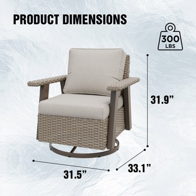 EAGLE PEAK Classic 4-Piece Patio Chair Set, 360° Swivel Rocking Chairs ...