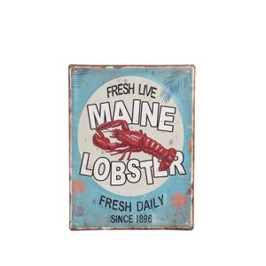 Beachcombers Maine Lobster Iron Sign Wall Decor Coastal Nautical Sea Life Ocean 11.8 x 0.2 x 15.8 Inches. - 1 of 2