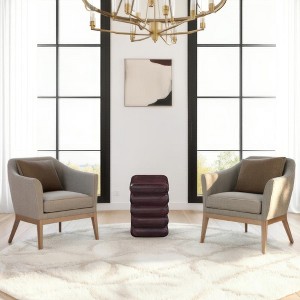 Royal Hampton 18" Side End Table | Sculptural Stacked Design | Acacia Wood - 1 of 4