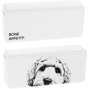 Pavilion Gift Company - Bone Appetit! - Dog - Salt and Pepper Shaker - Stoneware Set Doggy Puppy K9 Kitchenware - 1 of 4