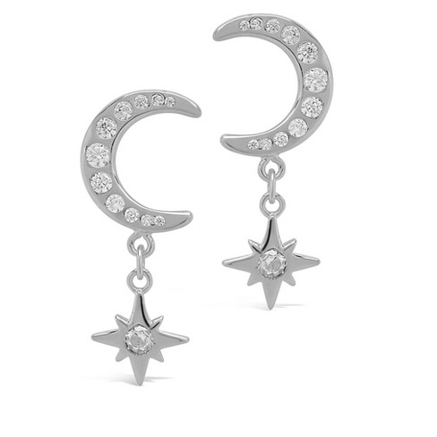 SHINE by Sterling Forever Crescent & Star Drop Studs - image 1 of 2